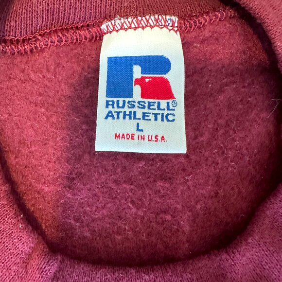 VTG Russell Athletic Sweatshirt Men L Maroon Crew Neck 90s USA Made Pullover - Picture 7 of 8